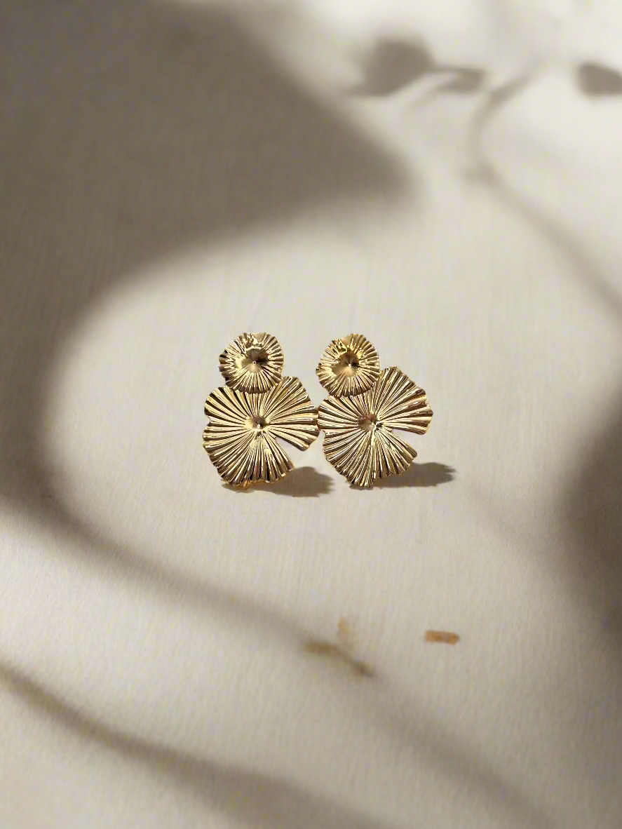 Golden Floral Statement Earrings