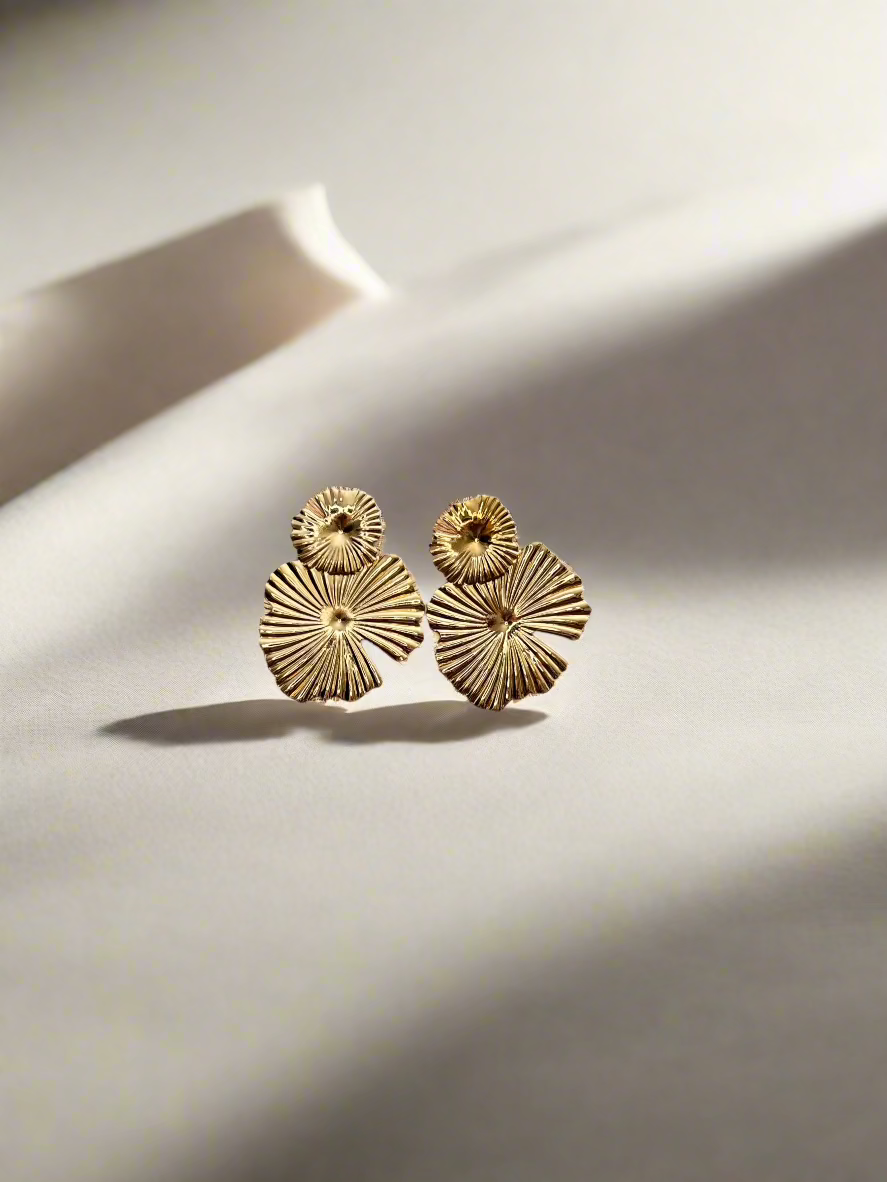 Golden Floral Statement Earrings