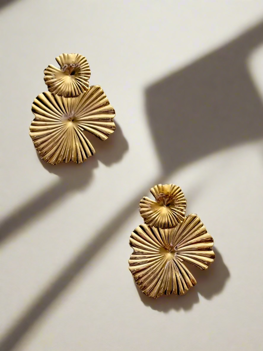 Golden Floral Statement Earrings