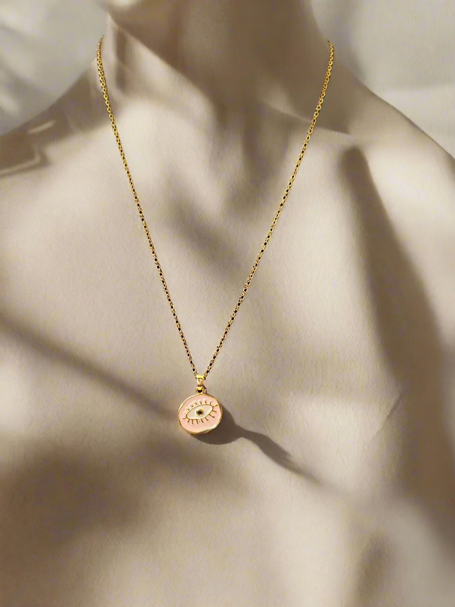 Pink Evil Eye Protection Pendant Necklace