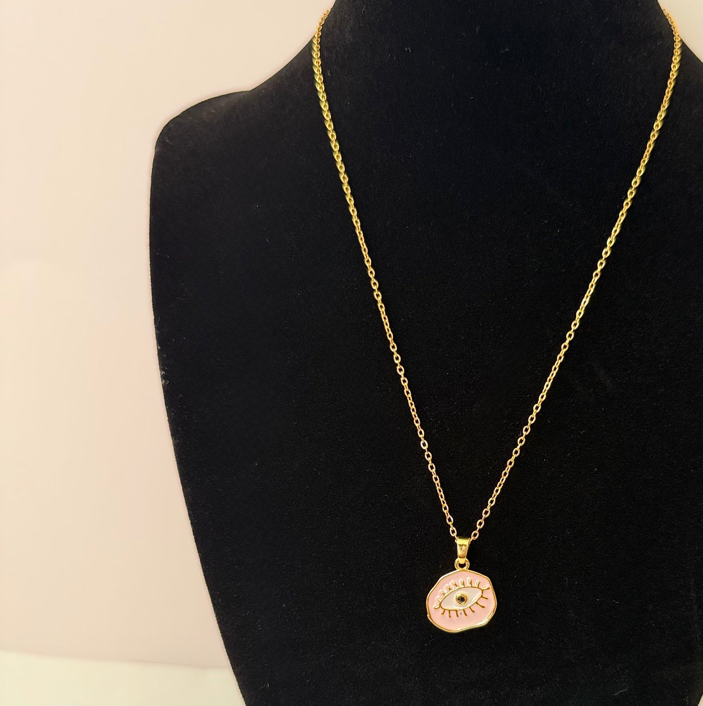 Pink Evil Eye Protection Pendant Necklace