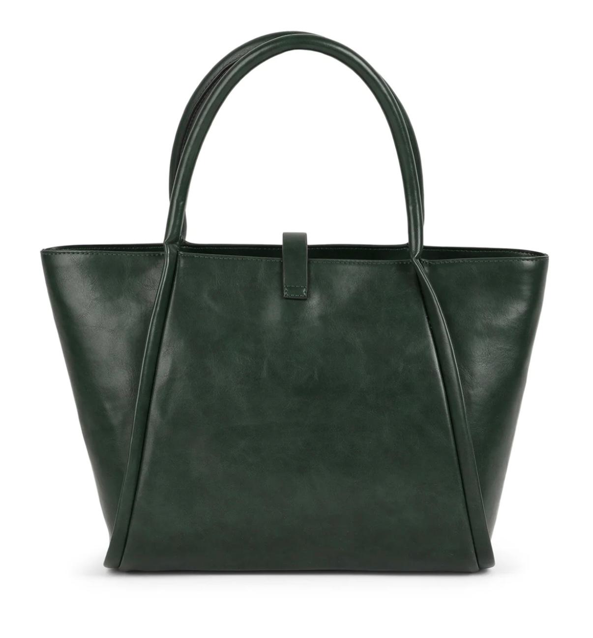 Berrylush Women Textured Green Synthetic Leather Two-Handles Push-Lock Shoulder Bag