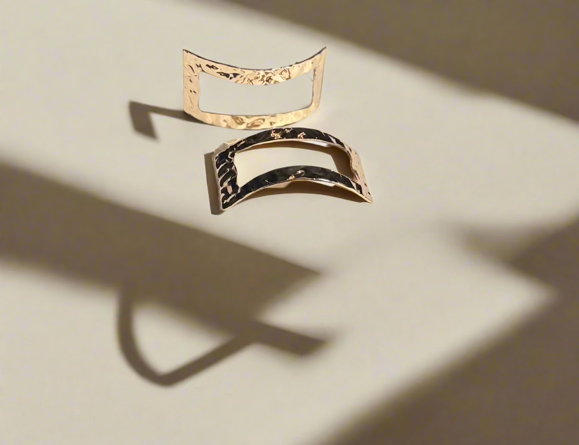 Hammered Gold Rectangle Earrings