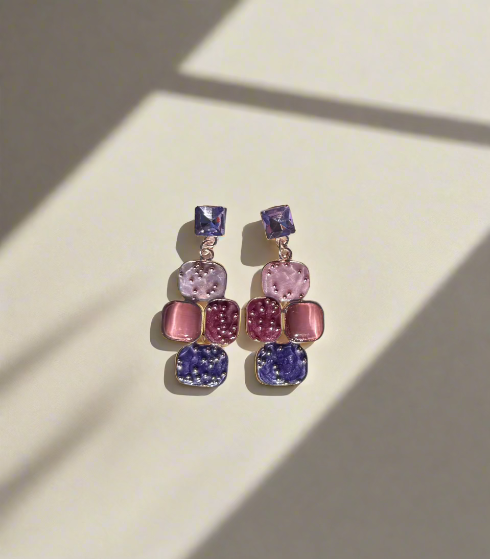Elegant Multi-Tone Geometric Drop Earrings