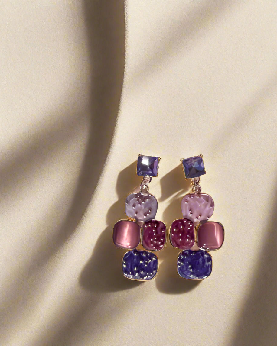 Elegant Multi-Tone Geometric Drop Earrings