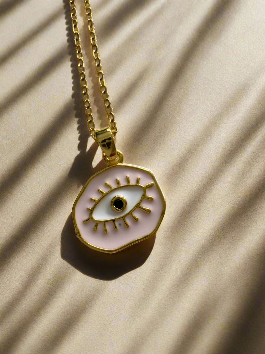 Pink Evil Eye Protection Pendant Necklace
